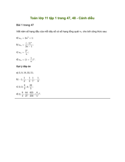 Giải Toán 11 Bài 1: Dãy số | Cánh diều
