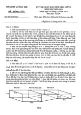 Đề thi chọn HSG môn Toán lớp 12 năm học 2025-2026 | Sỏ GD&ĐT Quảng TrỊ
