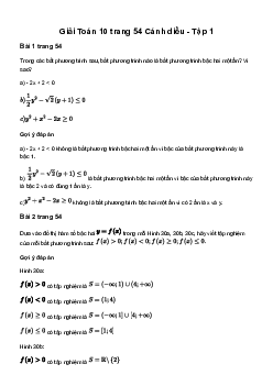 Giải Toán 10 Bài 4: Bất phương trình bậc hai một ẩn | Cánh diều