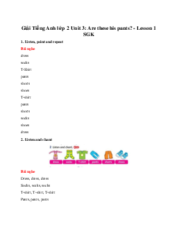 Unit 3: Are these his pants? - Lesson 1 SGK Tiếng anh 2 Family and Friends