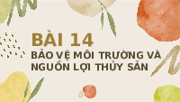 Giáo án điện tử Công nghệ 7 Bài 14 Chân trời sáng tạo: Bảo vệ môi trường và nguồn lợi thuỷ sản