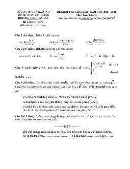 Đề thi giữa kì 2 Toán 11 năm 2020 – 2021 trường THPT Tân Túc – TP HCM