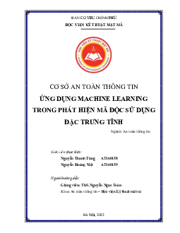 Ứng dụng machine learning trong phát hiện mã độc sử dụng đặc trưng tĩnh