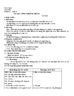 Giáo án môn văn lớp 7 học kỳ 1 theo phương pháp mới