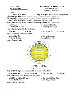 Đề thi học kì 1 môn Địa lí 10 năm 2023 - 2024 sách Chân trời sáng tạo đề 3