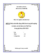 Báo cáo nhóm Phân tích biến động GDP và thất nghiệp Việt Nam môn Chủ nghĩa xã hội khoa học | Học viện Ngân hàng