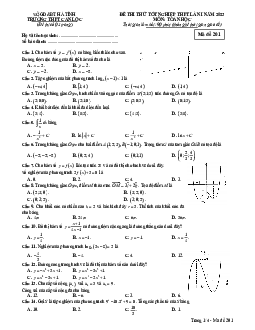 Đề thi thử tốt nghiệp THPT 2023 môn Toán lần 1 trường THPT Can Lộc – Hà Tĩnh