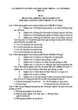 Bộ câu hỏi Học Phần 1 môn Giáo dục quốc phòng | Trường Đại học Giao thông Vận tải