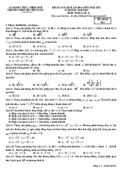 Đề KSCL giữa HK1 Toán 11 năm 2018 – 2019 trường THPT Bùi Thị Xuân – TT. Huế