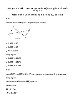 Giải Toán 7 Bài 2: Tam giác bằng nhau | Chân trời sáng tạo