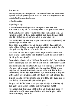 Đặc điểm của thời kì quá độ ở Việt Nam