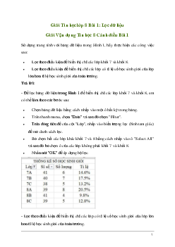 Giải Tin học 8 Bài 1: Lọc dữ liệu | Cánh diều