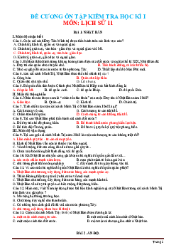 Đề cương ôn tập Lịch sử 11 HK1 theo từng mức độ (có đáp án)