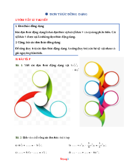 Bài tập toán lớp 7 đơn thức đồng dạng ( có lời giải chi tiết )