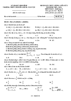 Đề giữa kỳ 1 Toán 11 năm 2023 – 2024 trường chuyên Lương Văn Tụy – Ninh Bình