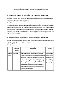 Sinh 11 Kết nối tri thức bài 15: Cảm ứng ở thực vật