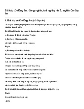 Bài tập từ đồng âm, đồng nghĩa, trái nghĩa, nhiều nghĩa Có đáp án | Tiếng Việt 5