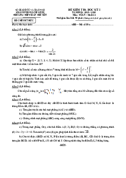 Đề thi học kì 1 Toán 11 năm 2019 – 2020 trường THPT Hàn Thuyên – TP HCM
