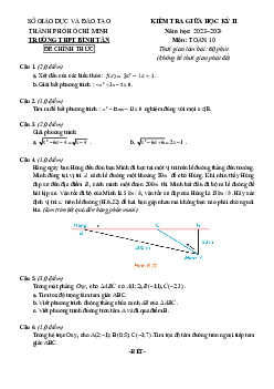 Đề thi giữa học kỳ 2 Toán 10 năm 2023 – 2024 trường THPT Bình Tân – TP HCM