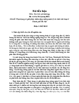 Tiểu luận thực trạng và giải pháp nhằm tăng cường quản lý rác thải sinh hoạt ở Hà Nội | Học viện Nông nghiệp Việt Nam