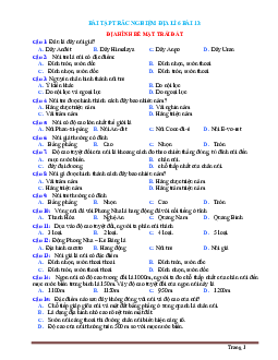 Trắc nghiệm Địa 6 Bài 13: Địa hình bề mặt Trái Đất (có đáp án)