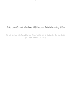 Báo cáo Cơ sở văn hóa Việt Nam - Tổ chức nông thôn | Cơ sở văn hóa Việt Nam | Đại học Khoa học Xã hội và Nhân văn, Đại học Quốc gia Thành phố HCM
