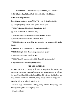 Đề thi học kì 2 môn Tiếng Việt lớp 4 Có đáp án