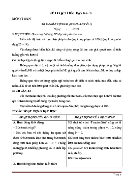 Giáo án Toán lớp 1 sách Cánh Diều tuần 28