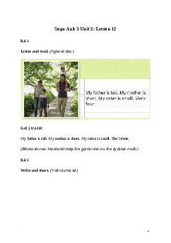 Tiếng Anh lớp 3 Unit 3: Lesson 12 trang 61 Explore Our World