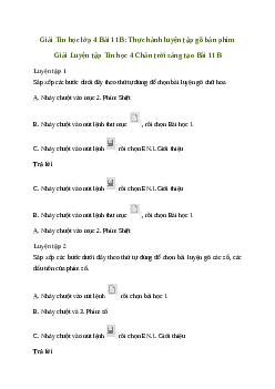 Giải Tin học lớp 4 Bài 11B: Thực hành luyện tập gõ bàn phím | Chân trời sáng tạo