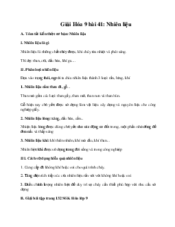 Giải Hóa 9 bài 41: Nhiên liệu