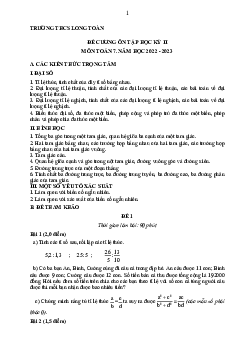 Đề cương học kỳ 2 Toán 7 năm 2022 – 2023 trường THCS Long Toàn – BR VT