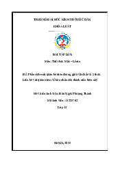 Phân tích mối quan hệ biện chứng giữa vật chất và ý thức. Liên hệ với quan niệm về hôn nhân ở giới trẻ - Triết học Mác Lenin | Đại học Kinh Tế Quốc Dân