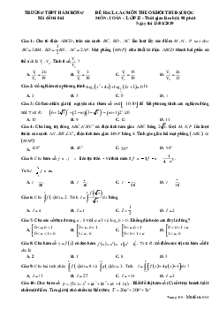 Đề KSCL môn Toán thi ĐH 2019 trường THPT Hàm Rồng – Thanh Hóa