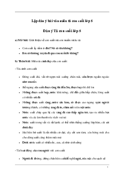 Dàn ý tả con suối (4 mẫu) | Tập làm văn lớp 5