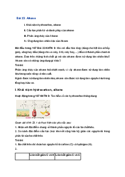 Giải Khoa học tự nhiên 9 Kết nối tri thức Bài 23: Alkane