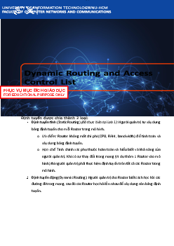 Lí thuyết static và dynamic routing - Nhập môn mạng máy tính | Trường Đại học CNTT Thành Phố Hồ Chí Minh
