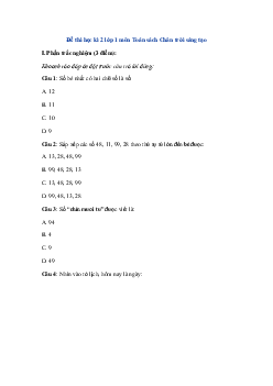 Đề thi học kì 2 lớp 1 môn Toán Chân trời sáng tạo năm 2024 - Đề 1