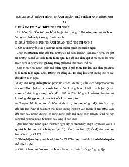 Sinh học 12 bài 27: Quá trình hình thành quần thể thích nghi