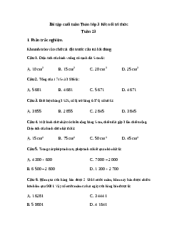 Phiếu bài tập cuối tuần lớp 3 môn Toán - Tuần 23 (Nâng cao) | Kết nối tri thức