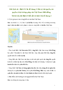 Giải Địa lí 8 Chủ đề chung 2: Bảo vệ chủ quyền, các quyền và lợi ích hợp pháp của Việt Nam ở Biển Đông | Kết nối tri thức