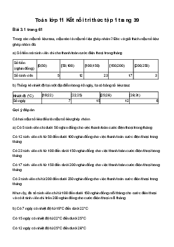 Toán 11 Bài 8: Mẫu số liệu ghép nhóm - Sách Kết Nối Tri Thức