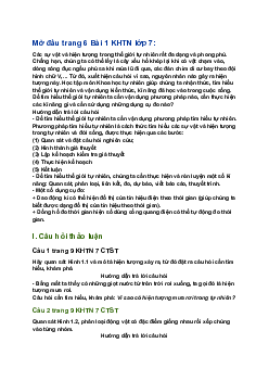 Giải SGK Khoa học tự nhiên 7 Bài 1: Phương pháp và kĩ năng học tập môn Khoa học tự nhiên CTST| Chân trời sáng tạo