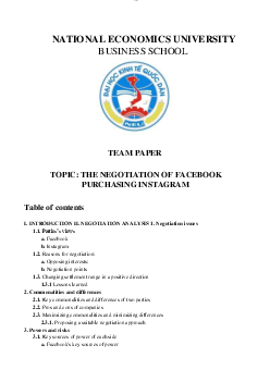 Bài tập nhóm môn Giao dịch và đàm phán trong kinh doanh đề tài: The negotiation of Facebook purchasing Instagram