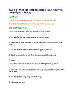 TOP 28 Câu hỏi trắc nghiệm về Sản xuất và chi phí (có đáp án)