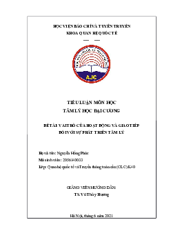 Tiểu luận: "Vai trò của hoạt động và giao tiếp đối với sự phát triển tâm lí"