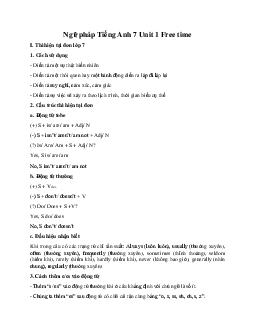 Ngữ pháp Tiếng Anh 7 Unit 1 Free time