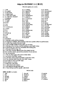 Kỳ thi Olympic truyền thống 30-4 lần thứ XXV năm 2019 môn Tiếng Anh 11 - Đáp án chính thức