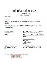 Tài liệu ôn thi kiểm tra vận tải và logistics | Kinh tế vận tải biển | Đại học Hàng hải Việt Nam