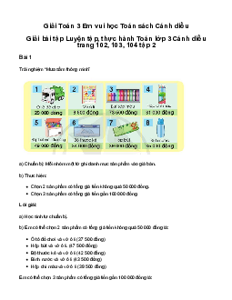 Em vui học Toán: Giải bài tập Luyện tập, thực hành Toán lớp 3 Cánh diều trang 102, 103, 104 tập 2